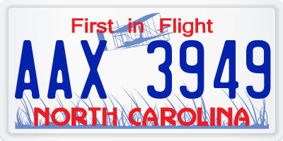 NC license plate AAX3949