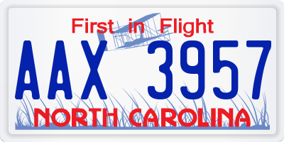 NC license plate AAX3957