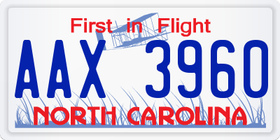 NC license plate AAX3960