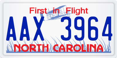 NC license plate AAX3964