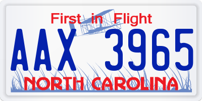 NC license plate AAX3965