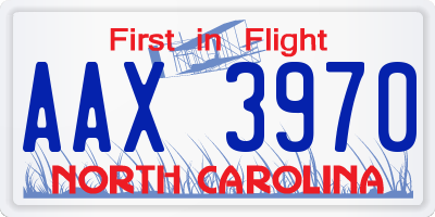 NC license plate AAX3970