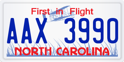 NC license plate AAX3990