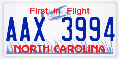 NC license plate AAX3994