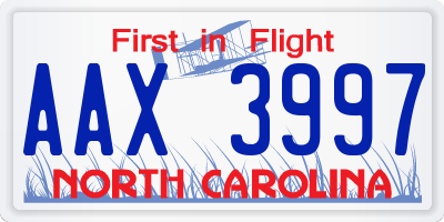 NC license plate AAX3997