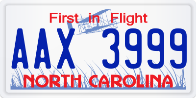 NC license plate AAX3999