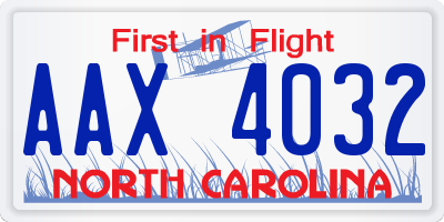 NC license plate AAX4032