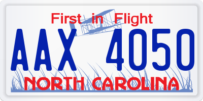 NC license plate AAX4050