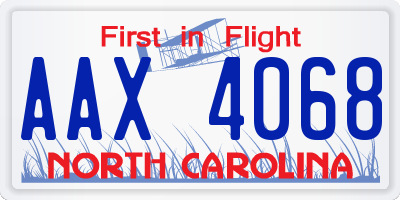 NC license plate AAX4068