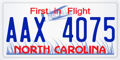 NC license plate AAX4075