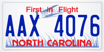 NC license plate AAX4076