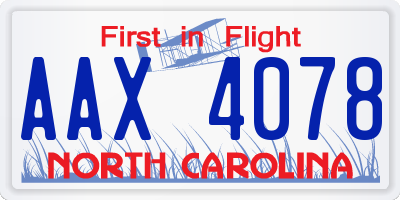 NC license plate AAX4078