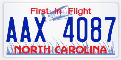 NC license plate AAX4087