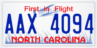 NC license plate AAX4094