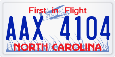 NC license plate AAX4104