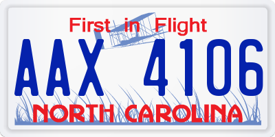 NC license plate AAX4106