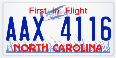 NC license plate AAX4116