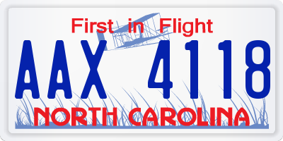 NC license plate AAX4118