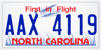 NC license plate AAX4119