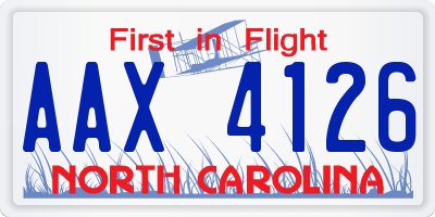 NC license plate AAX4126