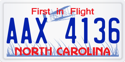 NC license plate AAX4136