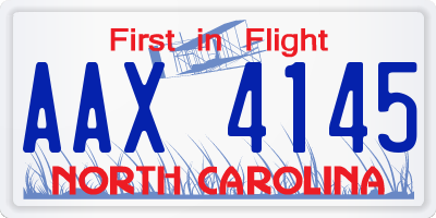 NC license plate AAX4145