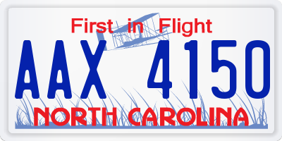 NC license plate AAX4150