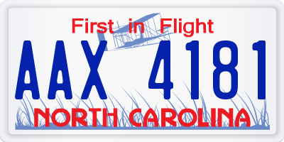 NC license plate AAX4181