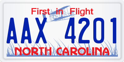 NC license plate AAX4201