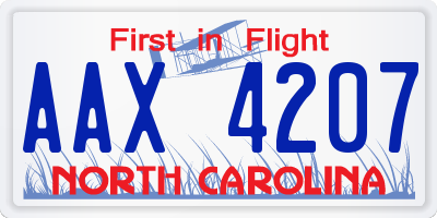 NC license plate AAX4207