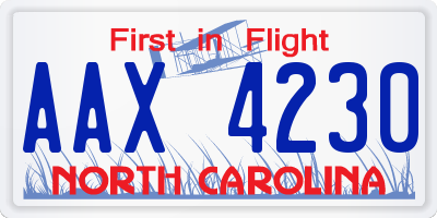 NC license plate AAX4230