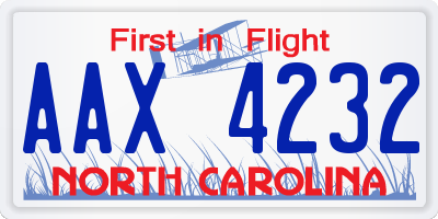 NC license plate AAX4232