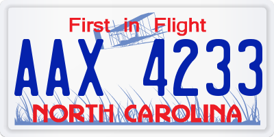NC license plate AAX4233