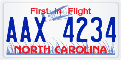 NC license plate AAX4234