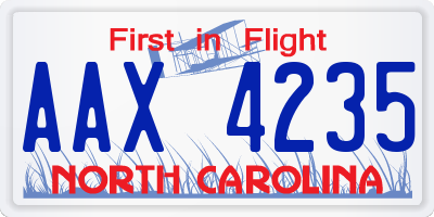 NC license plate AAX4235