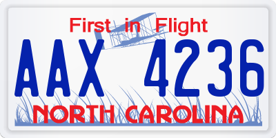 NC license plate AAX4236