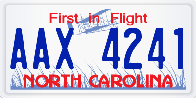 NC license plate AAX4241