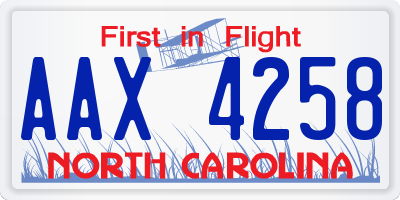 NC license plate AAX4258