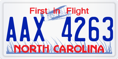 NC license plate AAX4263