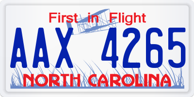 NC license plate AAX4265
