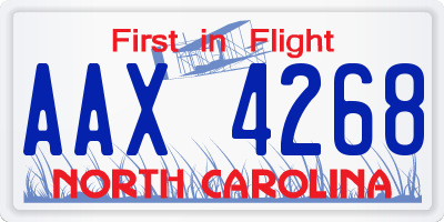 NC license plate AAX4268