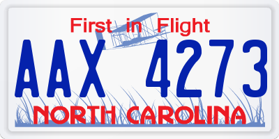 NC license plate AAX4273