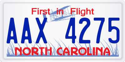 NC license plate AAX4275