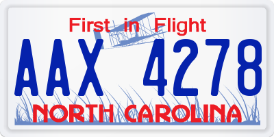 NC license plate AAX4278