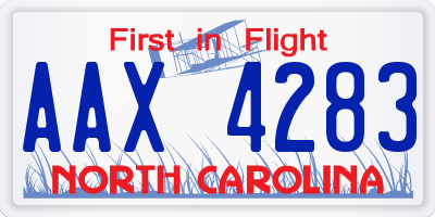 NC license plate AAX4283