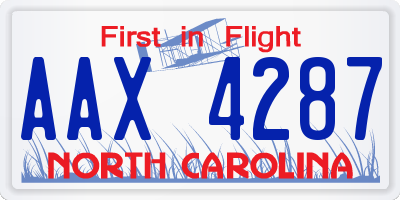 NC license plate AAX4287