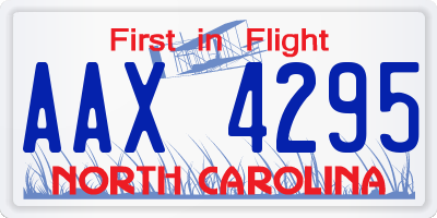 NC license plate AAX4295
