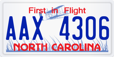 NC license plate AAX4306