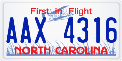 NC license plate AAX4316