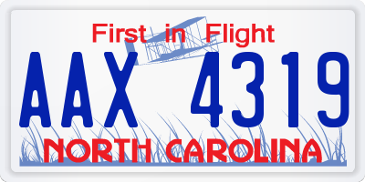 NC license plate AAX4319